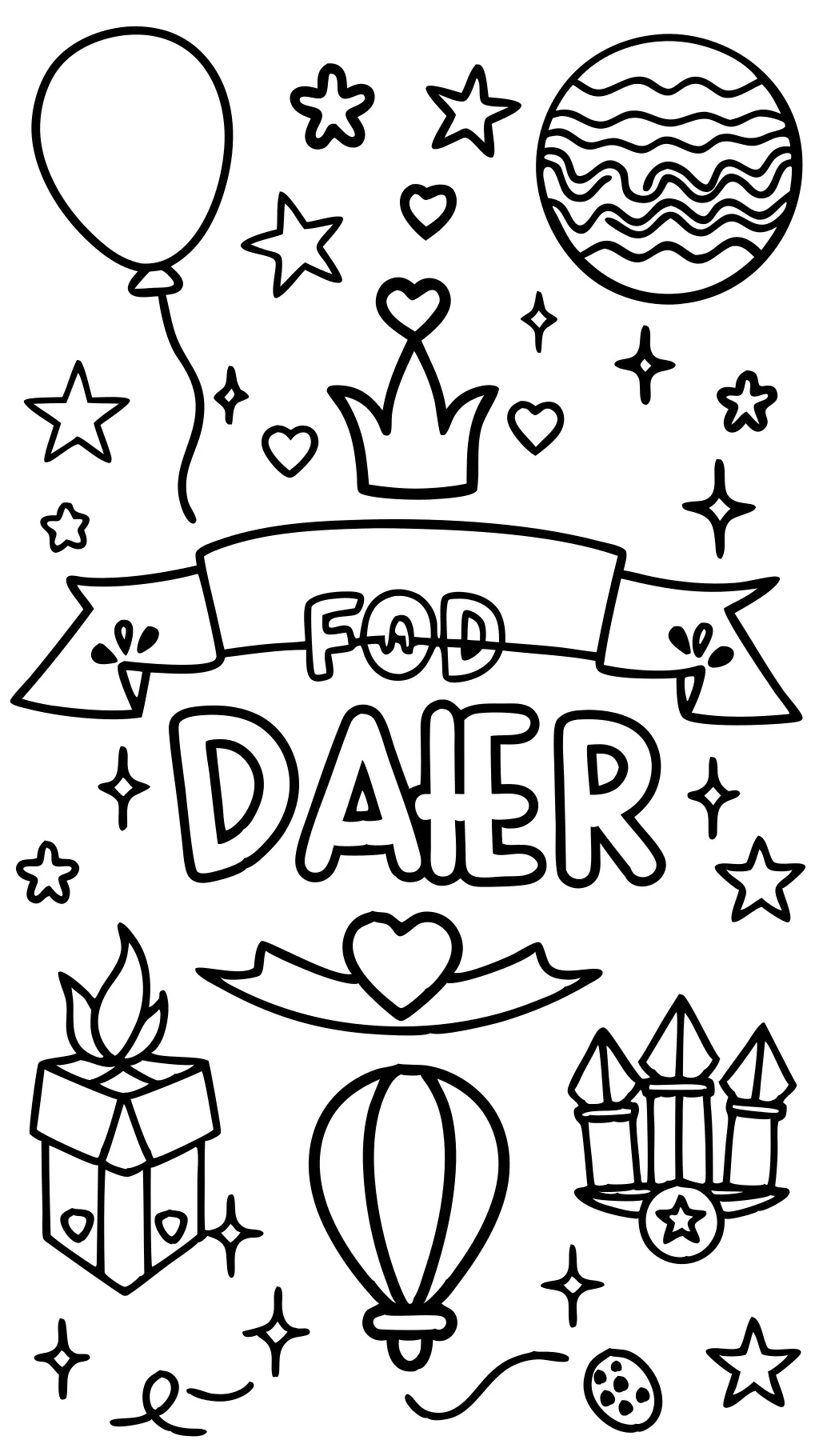 Feliz Padres Día Dark Coloring Pages imprimible gratis